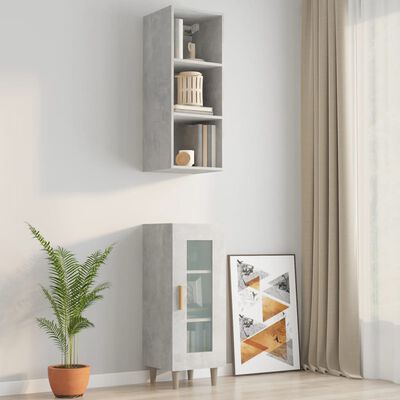 vidaXL Mobile Pensile Grigio Cemento 34,5x32,5x90cm Legno Multistrato