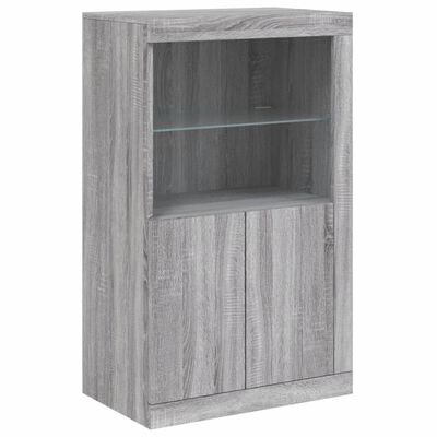 vidaXL Credenza con Luci LED Grigio Sonoma 283x37x100 cm