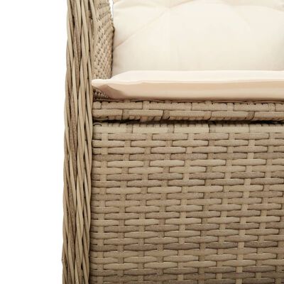 vidaXL Set da Bistrò da Giardino 3 pz con Cuscini Beige in Polyrattan