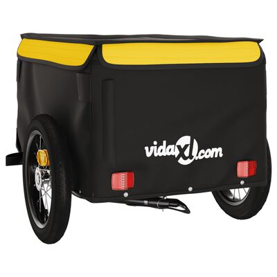 vidaXL Rimorchio da Bici Nero e Giallo 30 kg in Ferro