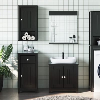 vidaXL Set Mobili da Bagno 3 pz BERG Nero in Legno Massello di Pino