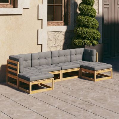 vidaXL Set Divani Giardino 6 pz con Cuscini in Legno Massello di Pino