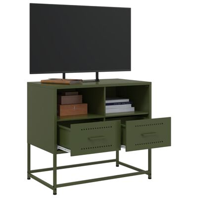 vidaXL Mobile TV Verde Oliva 68x39x60,5 cm in Acciaio