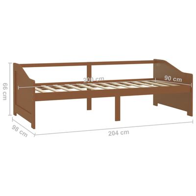 vidaXL Divano Letto 3 Posti senza Materasso Ambrato in Pino 90x200 cm