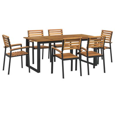 vidaXL Set Pranzo da Giardino 7 pz Legno Massello di Acacia e Metallo