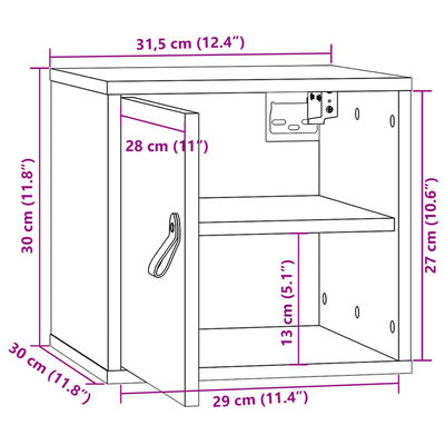 vidaXL Pensile Marrone ambra 31,5x30x30 cm in Legno Massello di Pino