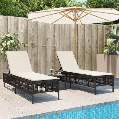 vidaXL Lettini Prendisole 2 pz con Cuscini Marrone in Polyrattan