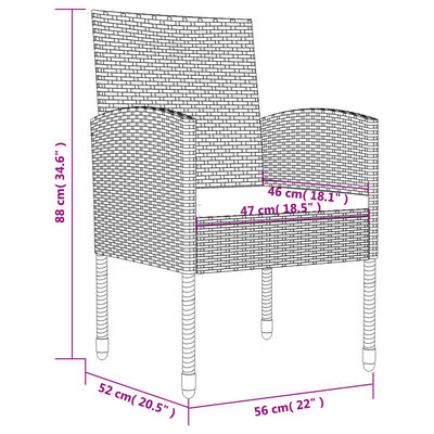 vidaXL Set da Pranzo da Giardino 5 pz Nero in Polyrattan e Acciaio