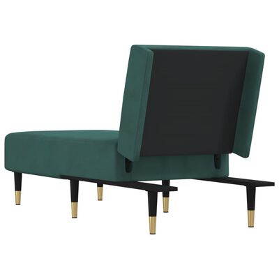 vidaXL Chaise Longue in Velluto Verde Scuro