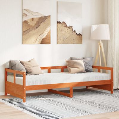 vidaXL Dormeuse con Materasso Marrone 90x190 cm Legno Massello di Pino