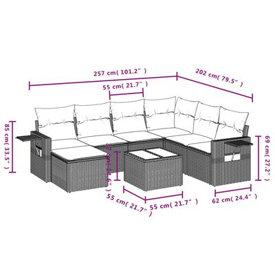 vidaXL Set Divano da Giardino 8 pz con Cuscini Grigio in Polyrattan