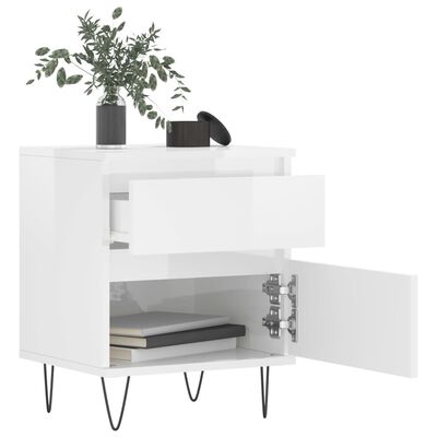 vidaXL Comodini 2pz Bianco Lucido 40x35x50 cm in Legno Multistrato