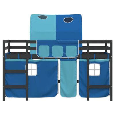 vidaXL Letto a Soppalco con Tunnel Bambini Blu 80x200cm Massello Pino