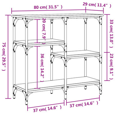 vidaXL Tavolo Consolle Grigio Sonoma 80x29x75 cm in Legno Multistrato