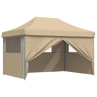 vidaXL Tendone per Feste Pieghevole Pop-Up con 4 Pareti Beige