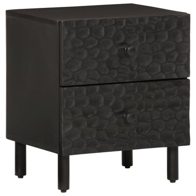 vidaXL Comodino Nero 40x33x46 cm in Legno Massello di Mango