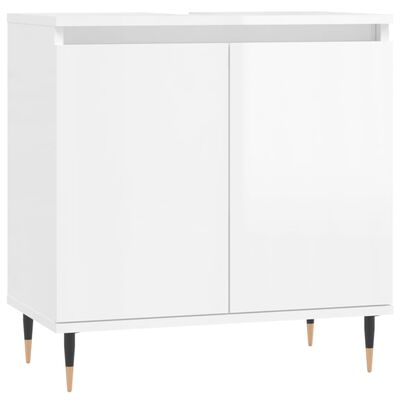 vidaXL Set Mobili da Bagno 3 pz Bianco Lucido in Legno Multistrato