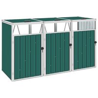 vidaXL Copri Bidone Rifiuti Triplo Verde 213x81x121 cm in Acciaio