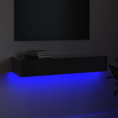 vidaXL Mobile Porta TV con Luci LED Grigio Lucido 90x35x15,5 cm