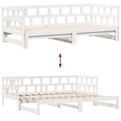 vidaXL Dormeuse Letto Estraibile e Cassetti Bianco 90x190cm Legno Pino