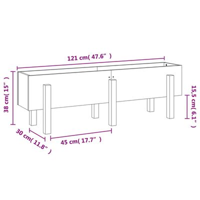 vidaXL Fioriera Rialzata da Giardino Bianca 121x30x38 cm Massello Pino