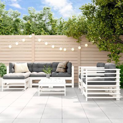 vidaXL Set Salotto da Giardino 7 pz Bianco in Legno Massello di Pino