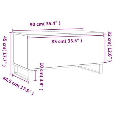 vidaXL Tavolino Salotto Grigio Cemento 90x44,5x45 cm Legno Multistrato