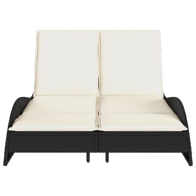 vidaXL Lettino Prendisole con Cuscini Nero 114x205x73 cm in Polyrattan