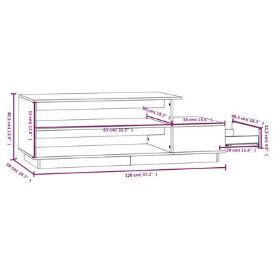 vidaXL Tavolino da Salotto 120x50x40,5 cm in Legno Massello di Pino