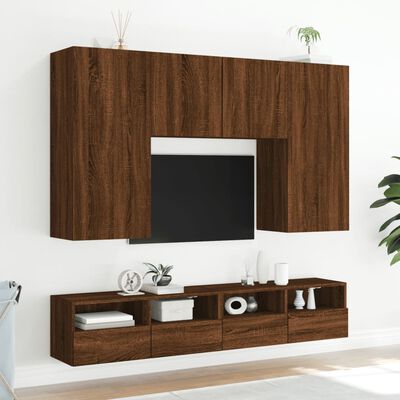 vidaXL Mobili TV Muro 2pz Rovere Marrone 100x30x30cm Legno Multistrato