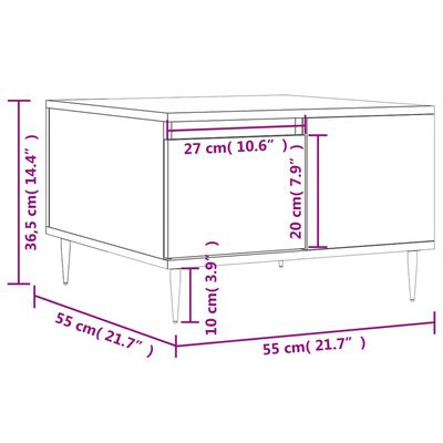 vidaXL Tavolino da Salotto Nero 55x55x36,5 cm in Legno Multistrato