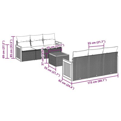 vidaXL Set Divani da Giardino 7 pz con Cuscini Beige in Polyrattan