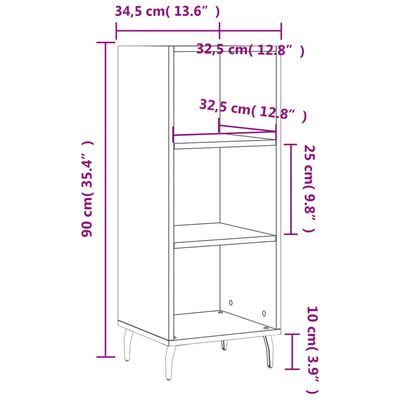 vidaXL Credenza Grigio Cemento 34,5x32,5x90 cm in Legno Multistrato