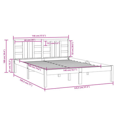 vidaXL Giroletto in Legno Massello 140x190 cm