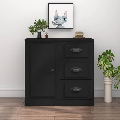 vidaXL Credenza Nera 70x35,5x67,5 cm in Legno Multistrato