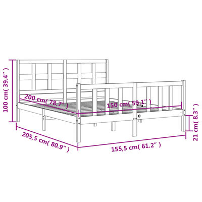 vidaXL Giroletto con Testiera Bianco King Size in Legno Massello