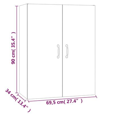 vidaXL Mobile Pensile Rovere Sonoma 69,5x34x90 cm in Legno Multistrato