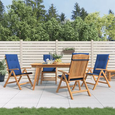 vidaXL Sedie da Giardino Reclinabili con Cuscini 4 pz in Legno di Teak