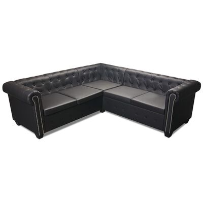 vidaXL Divano Angolare Chesterfield a 5 Posti Pelle Artificiale Nera