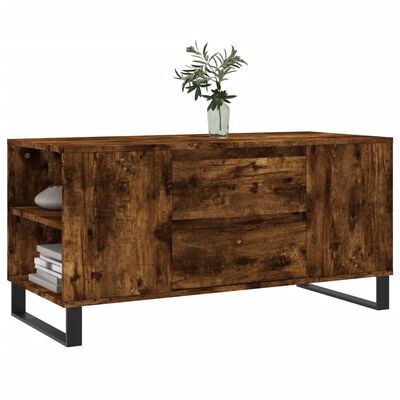 vidaXL Tavolino da Salotto Rovere Fumo 102x44,5x50cm Legno Multistrato