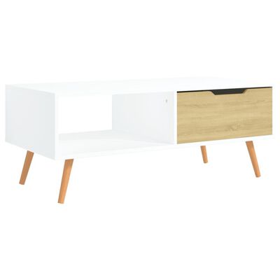 vidaXL Tavolino Salotto Bianco Rovere Sonoma 100x49,5x43cm Multistrato