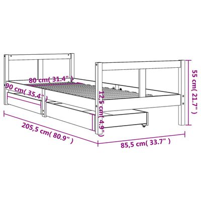 vidaXL Giroletto Bambini con Cassetti 80x200 cm Legno Massello di Pino