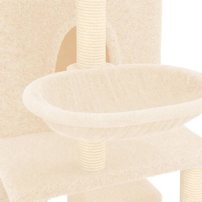 vidaXL Albero per Gatti con Tiragraffi in Sisal Crema 180 cm