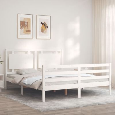 vidaXL Giroletto con Testiera Bianco 160x200 cm Legno Massello