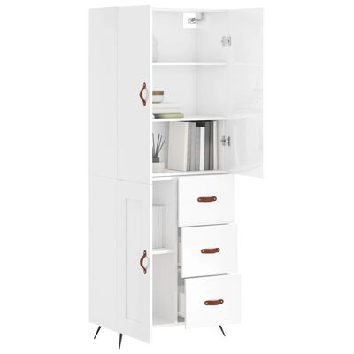 vidaXL Credenza Bianco Lucido 69,5x34x180 cm in Legno Multistrato