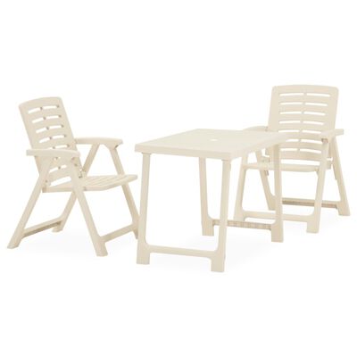 vidaXL Set da Bistrot 3 pz in Plastica Bianco