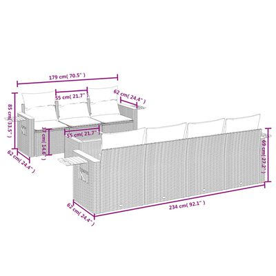 vidaXL Set Divano da Giardino 8 pz con Cuscini Beige in Polyrattan