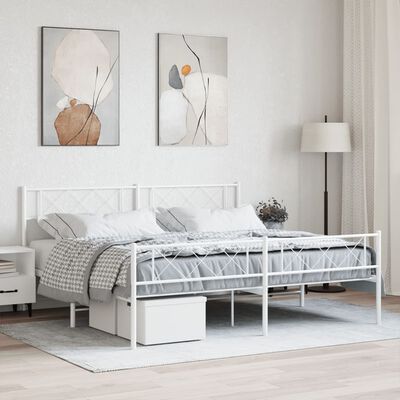 vidaXL Giroletto con Testiera e Pediera Metallo Bianco 193x203 cm