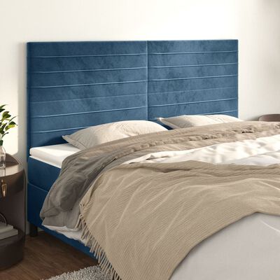 vidaXL Testiera 4 pz Blu scuro 90x5x78/88 cm in Velluto