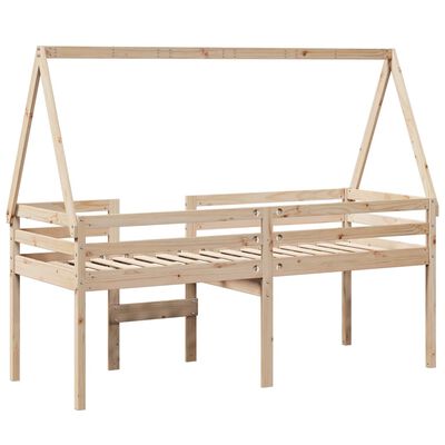 vidaXL Letto a Soppalco con Tetto 75x190 cm in Legno Massello di Pino